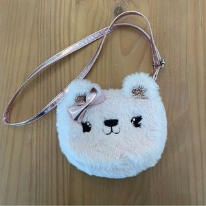 Little girl pink fur animal purse